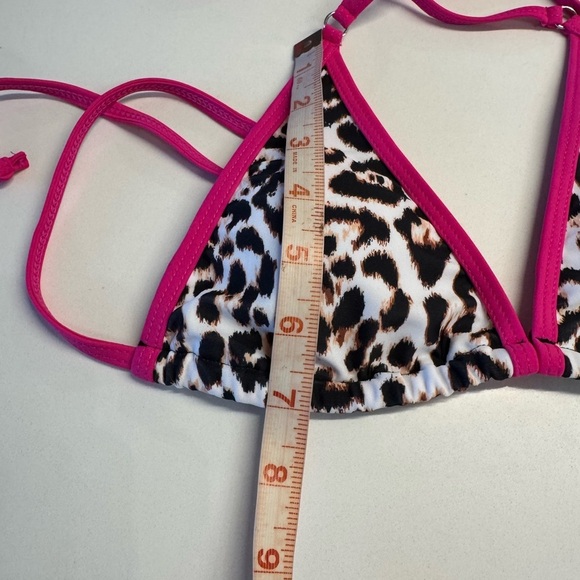 Pink Black White Leopard Thong Bikini Padded Top Size Small New NWT - Picture 13 of 13